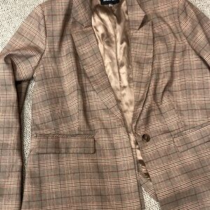 Sugarlips Brown Plaid Women's Blazer